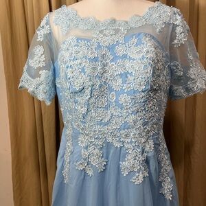 Elegant Blue Lace Dress size 16